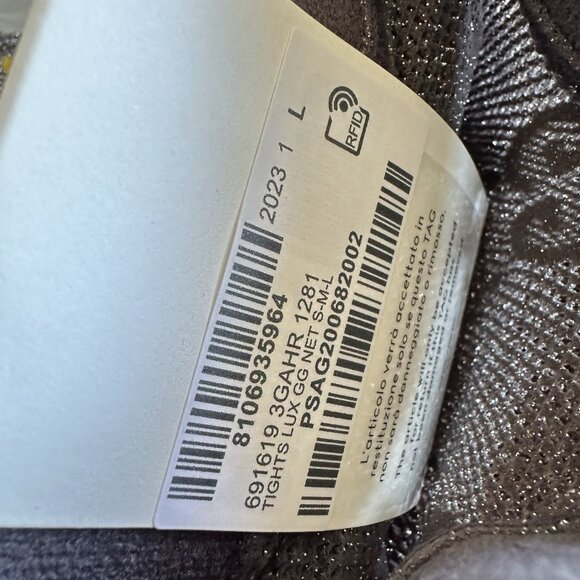 NWT Gucci Knit GG Logo Net Tights in Grey Graphite Shimmer Sz L - Picture 8 of 8